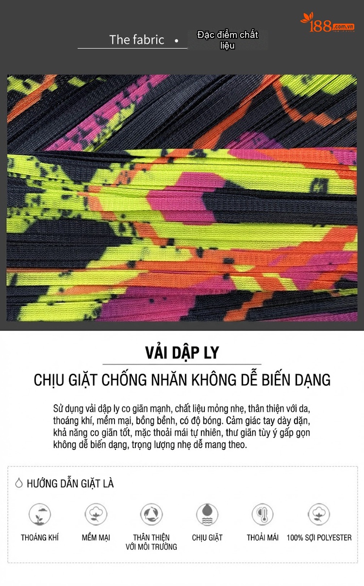 Váy Midi Nữ Thiết Kế Xếp Ly In Họa Tiết, Xẻ Tà, Dáng Rộng, Phong Cách Casual Màu Đen, Xanh Lá, Hồng chi tiết 3