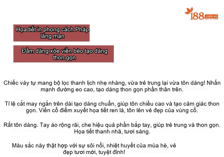 Váy Midi Tay Lửng Cổ Điển Phong Cách Pháp Thanh Lịch Màu Hồng Phấn Họa Tiết chi tiết 3