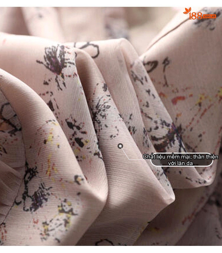 Váy Midi Tay Lửng Cổ Điển Phong Cách Pháp Thanh Lịch Màu Hồng Phấn Họa Tiết chi tiết 5