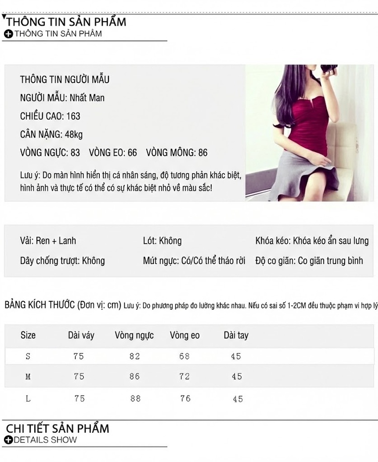 Váy Ngắn Nữ A Line Cổ chữ V Tay Dài Gợi Cảm Màu Đen, Trắng, Đỏ chi tiết 2