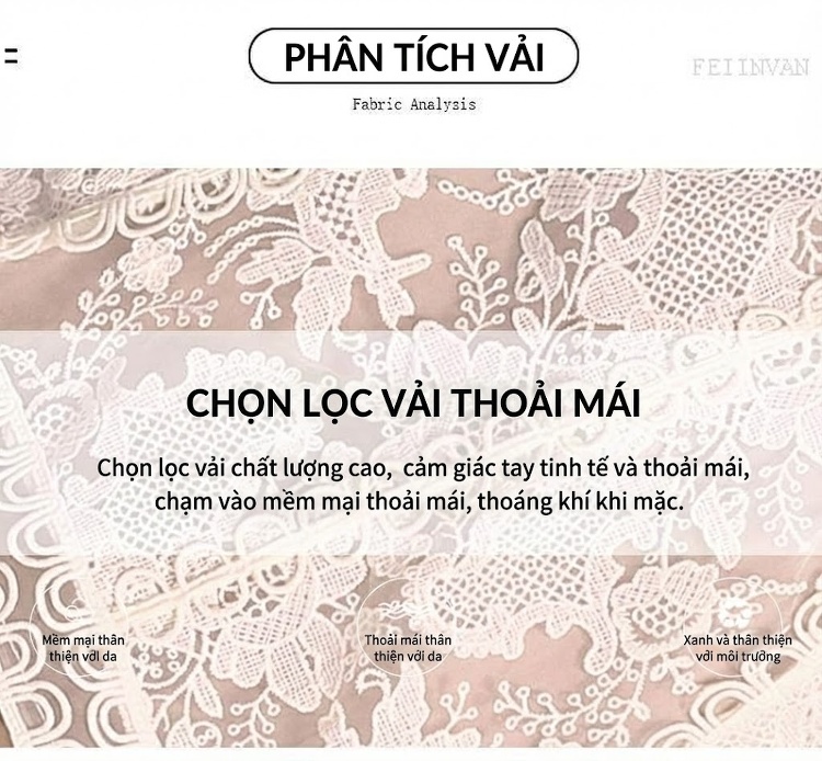 Váy Ngắn Nữ Tay Ngắn Phom A Thêu Hoa Cổ Điển Phong Cách Cung Đình Màu Kem chi tiết 3