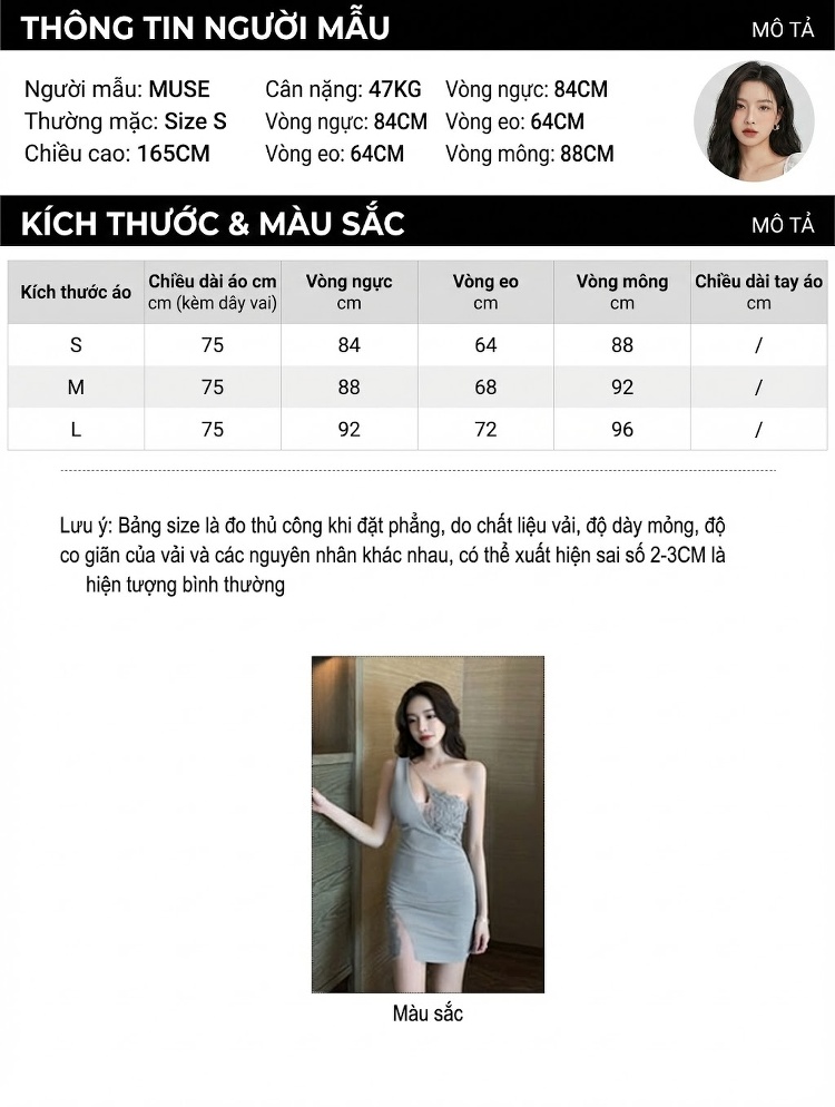 Váy Ngắn Ôm Body Hở Vai Ren Lưới Gợi Cảm Màu Xám, Đen chi tiết 3