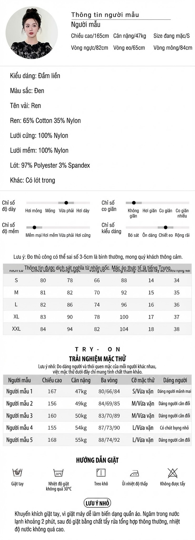 Váy Ngắn Tay Ren Thêu Hoa Thiết Kế Dáng Chữ A Màu Đen chi tiết 2