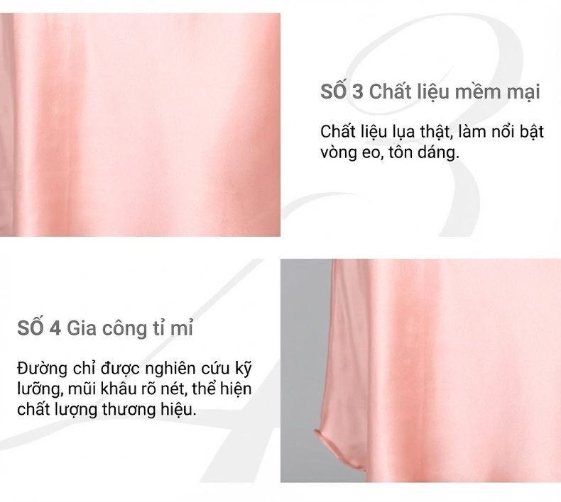 Váy Ngủ Lụa Tơ Tằm Hai Dây Cao Cấp Mùa Hè Màu Hồng, Đỏ, Kem chi tiết 14
