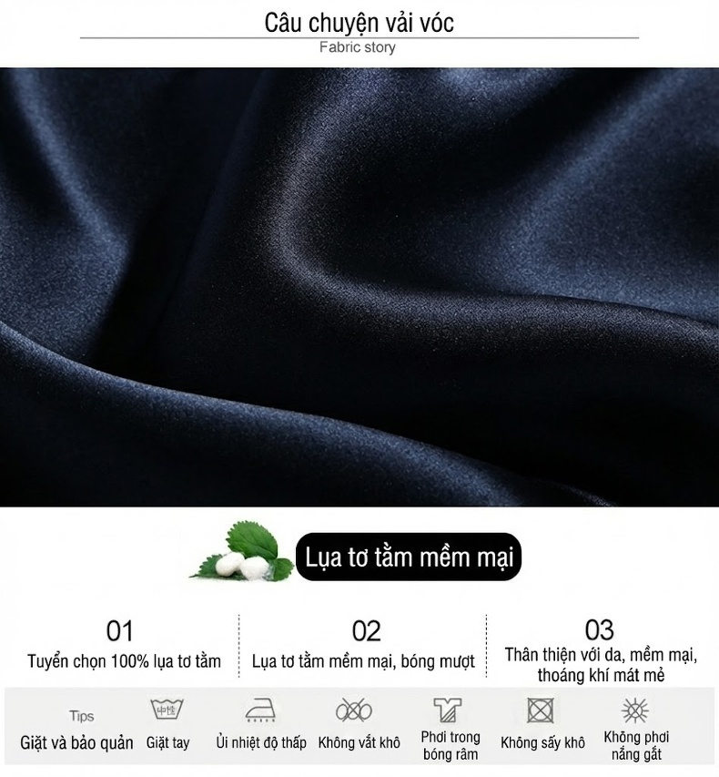 Váy Ngủ Lụa Tơ Tằm Hai Dây Dáng Dài Xẻ Tà Gợi Cảm Màu Hồng, Xanh Lá, Trắng, Xanh Navy chi tiết 2