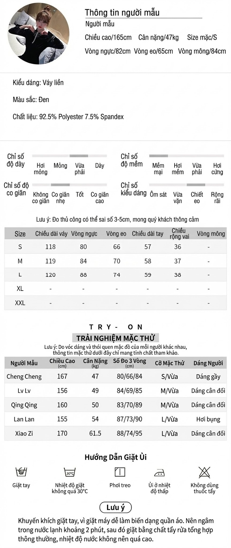 Váy Nhung Tay Loa Nơ Cổ Dáng Dài Thanh Lịch Màu Đen chi tiết 2