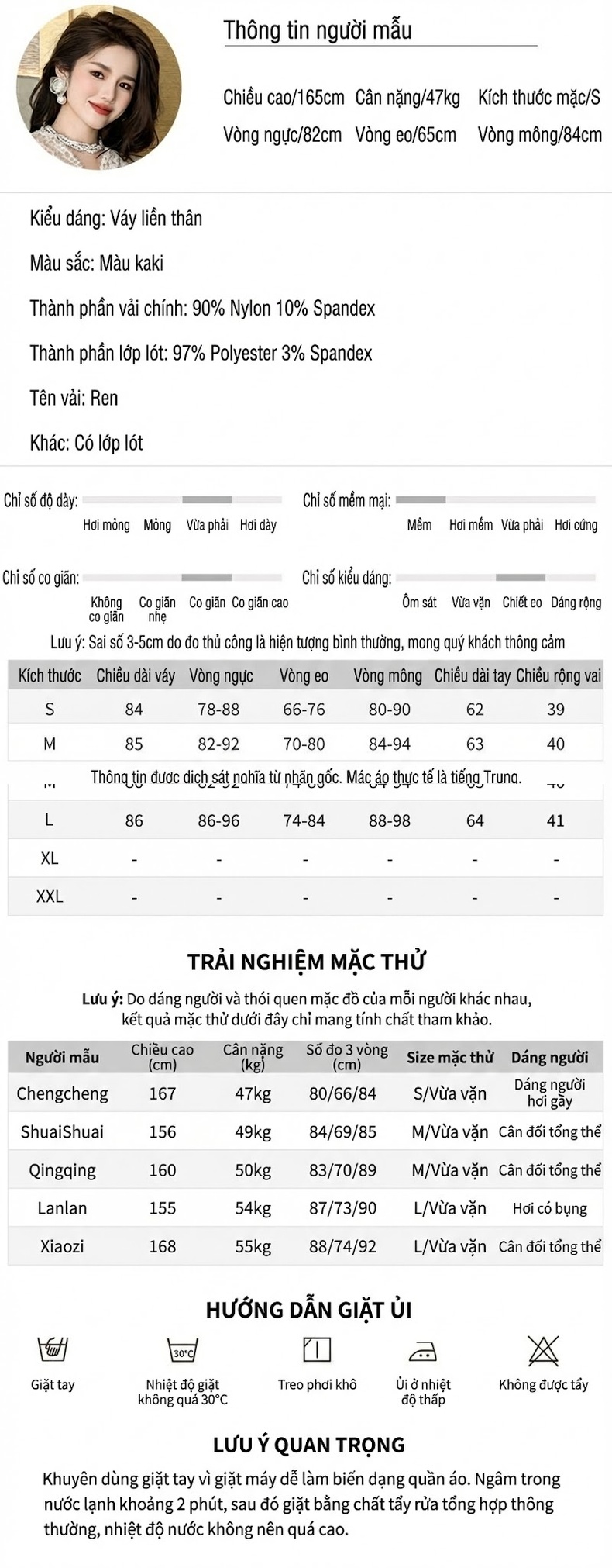 Váy Ôm Body Cổ chữ V Lưới Ren Đuôi Cá Dáng Ngắn Tay Dài Màu Kem chi tiết 2
