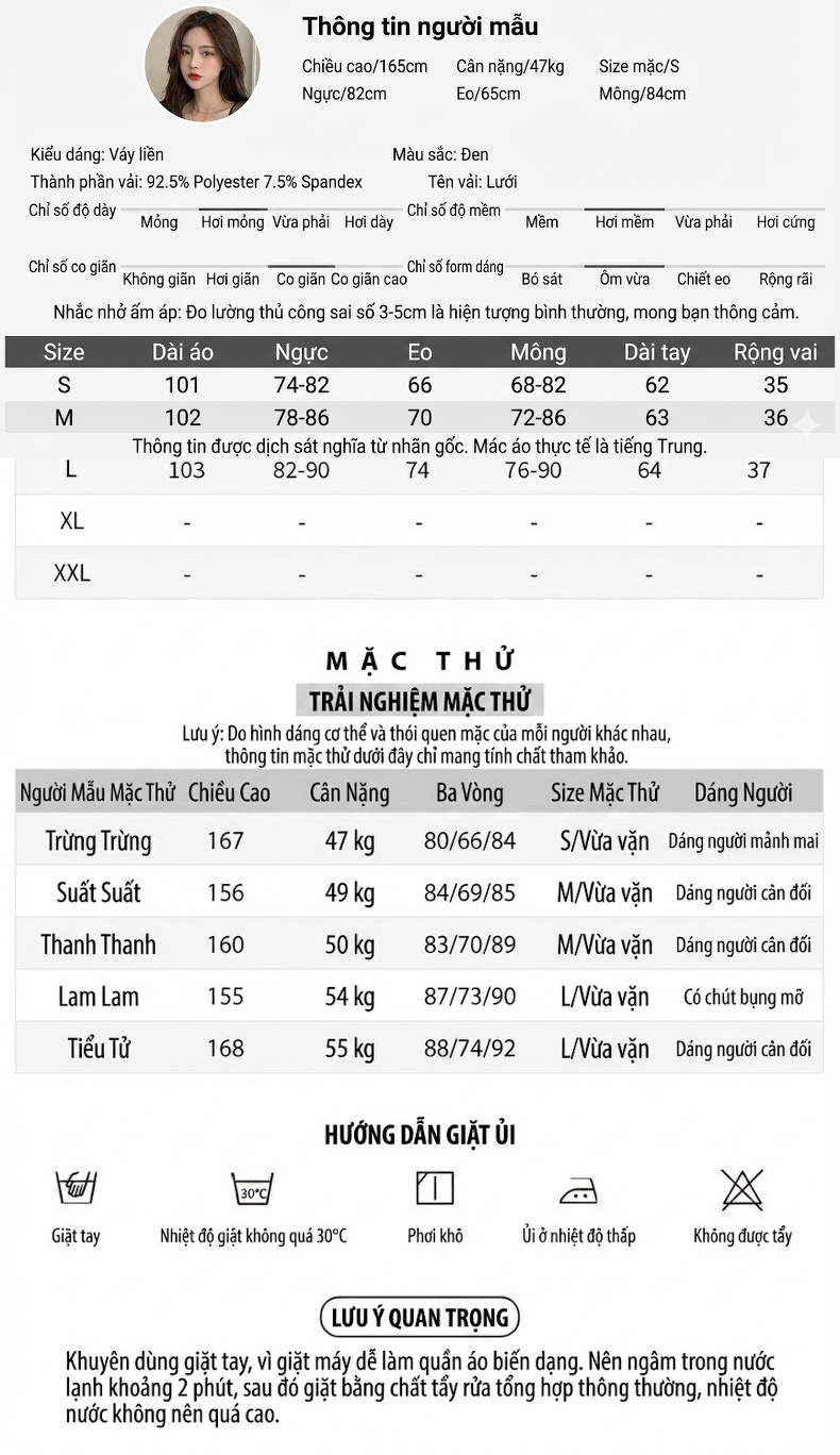 Váy Ôm Body Nữ Cổ Cao Tay Dài Lưới In Hoa Che Bụng Màu Đen chi tiết 2