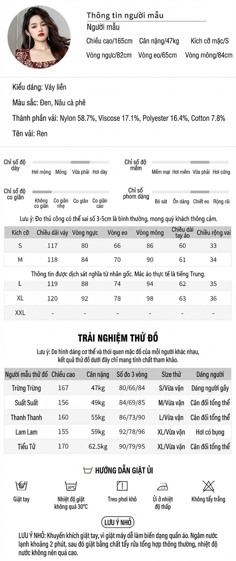 Váy Ôm Body Nữ Cổ chữ Vuông Tay Dài Ren Họa Tiết Thu Đông Màu Đen, Nâu chi tiết 2