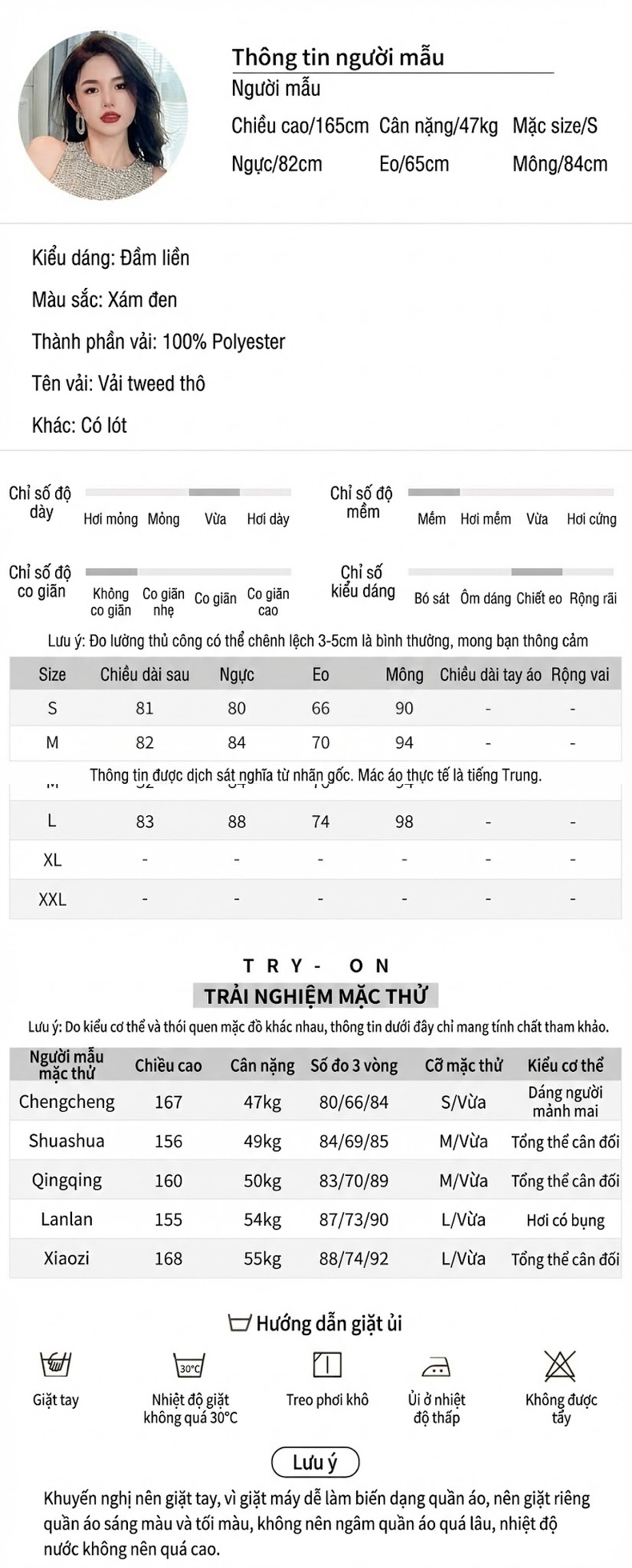 Váy Ôm Body Nữ Cổ Tròn Họa Tiết Tweed Thanh Lịch Màu Xám chi tiết 2