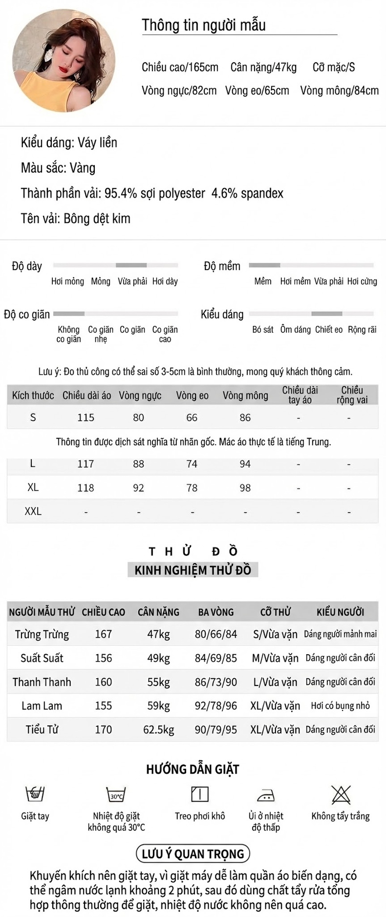 Váy Ôm Body Nữ Dáng Liền Không Tay Xẻ Tà Màu Vàng chi tiết 2