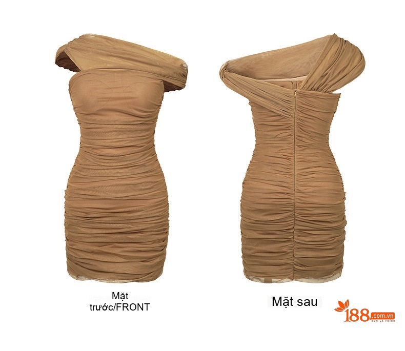 Váy Ôm Body Nữ Hở Vai Phong Cách Gợi Cảm Màu Nâu chi tiết 4