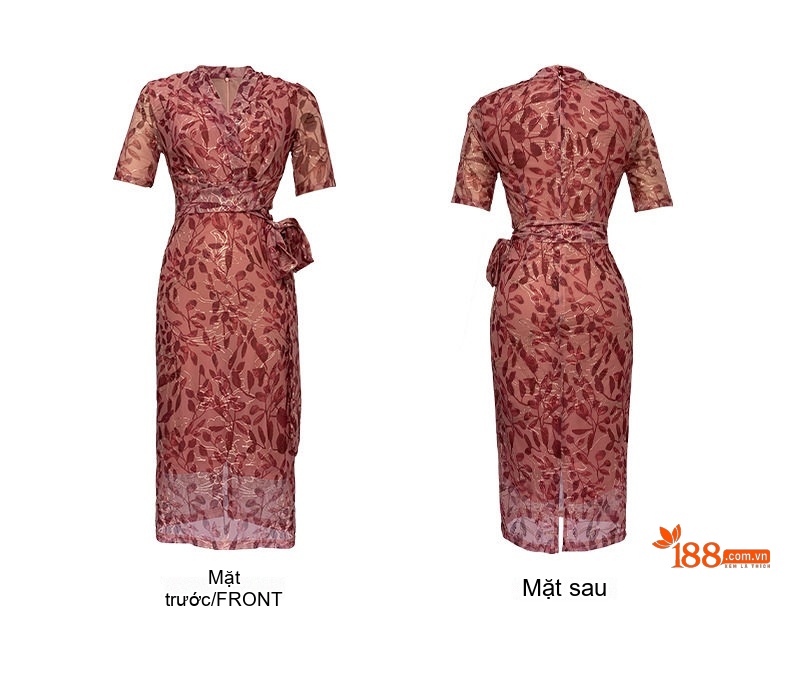 Váy Ôm Body Nữ In Hoa Nhí Dáng Ngắn Tay Lỡ Thắt Eo Phong Cách Thanh Lịch Màu Hồng chi tiết 4
