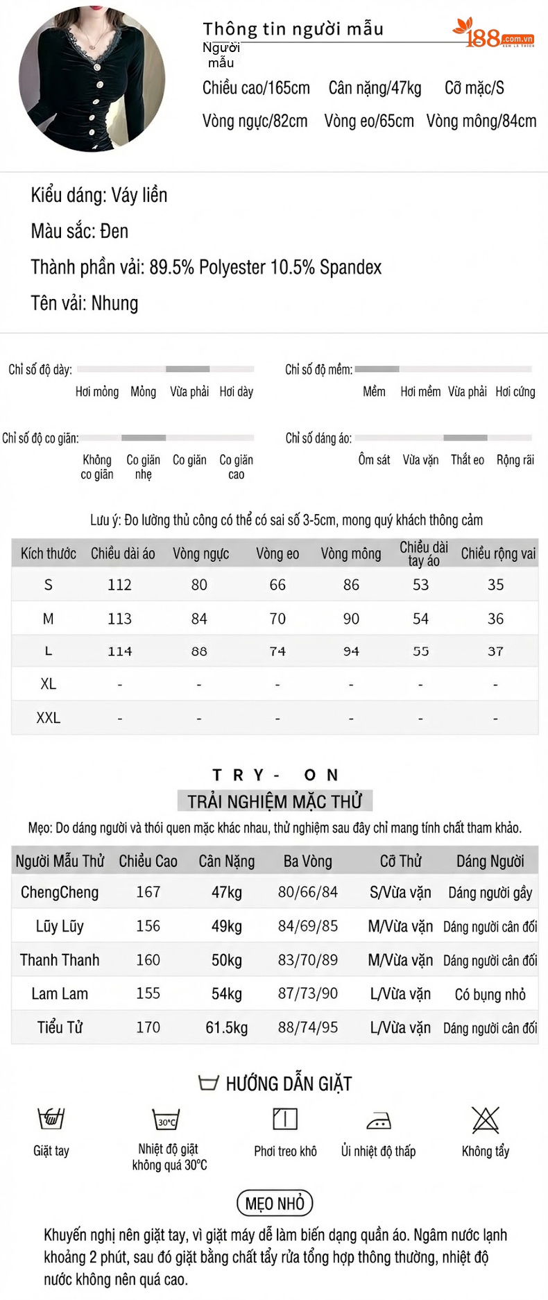 Váy Ôm Body Nữ Nhung Dài Tay Cổ Chữ V Xẻ Tà Đuôi Cá Màu Đen chi tiết 2