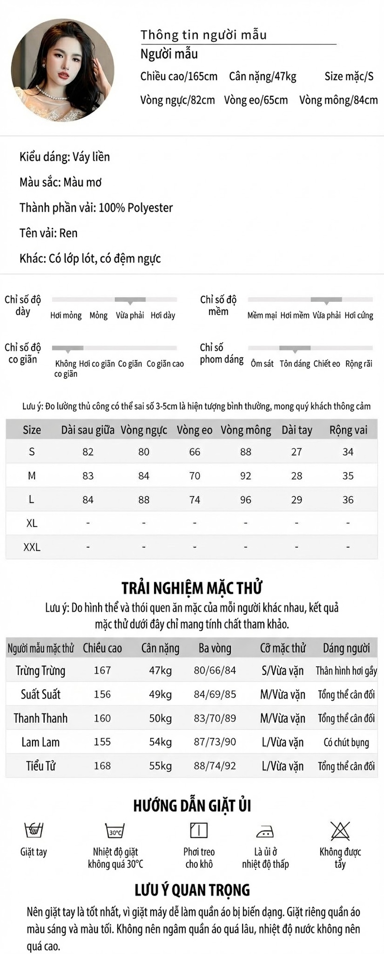 Váy Ôm Body Nữ Ren Liền Thân Cổ Tròn Tay Ngắn Thắt Eo Màu Kem chi tiết 2