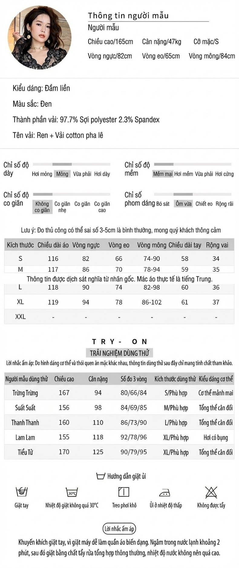 Váy Ôm Body Nữ Tay Dài Cổ Chữ V Phối Ren Phong Cách Thanh Lịch Màu Đen chi tiết 2