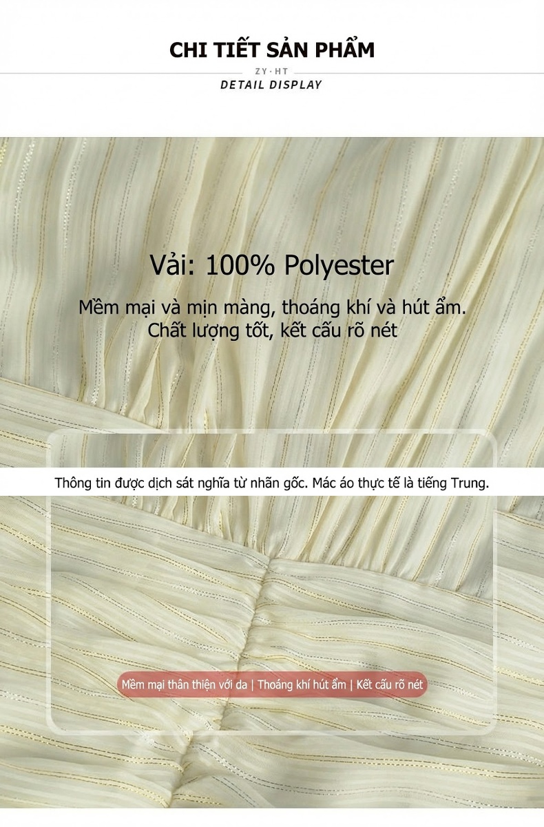 Váy Ôm Body Nữ Tay Dài Cổ Chữ V Thanh Lịch Màu Trắng Kem chi tiết 3