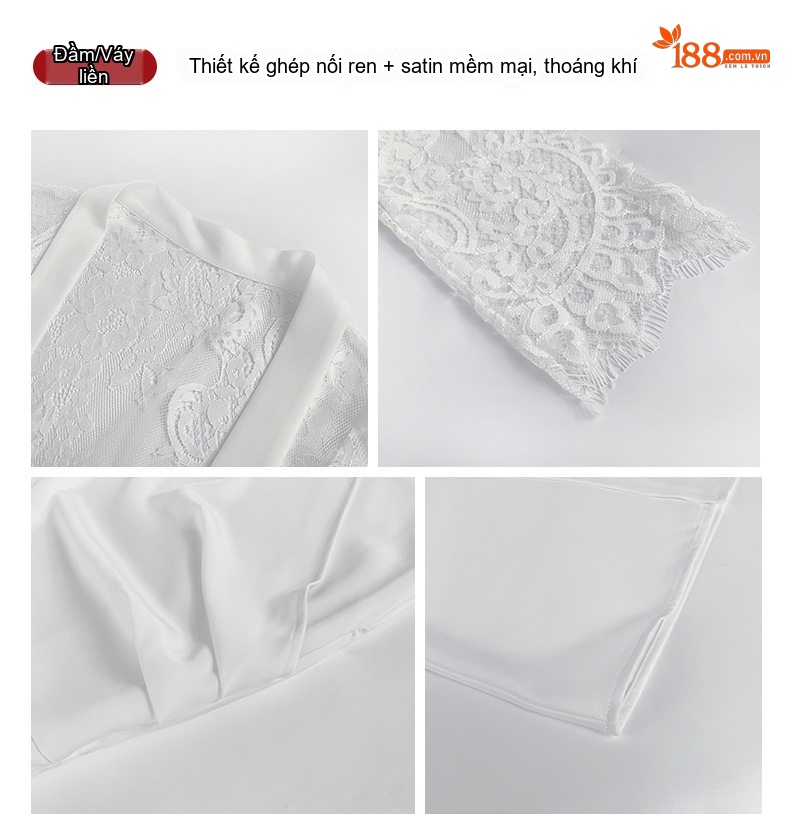 Váy Ôm Body Nữ Tay Lỡ Ren Gợi Cảm Màu Trắng chi tiết 4