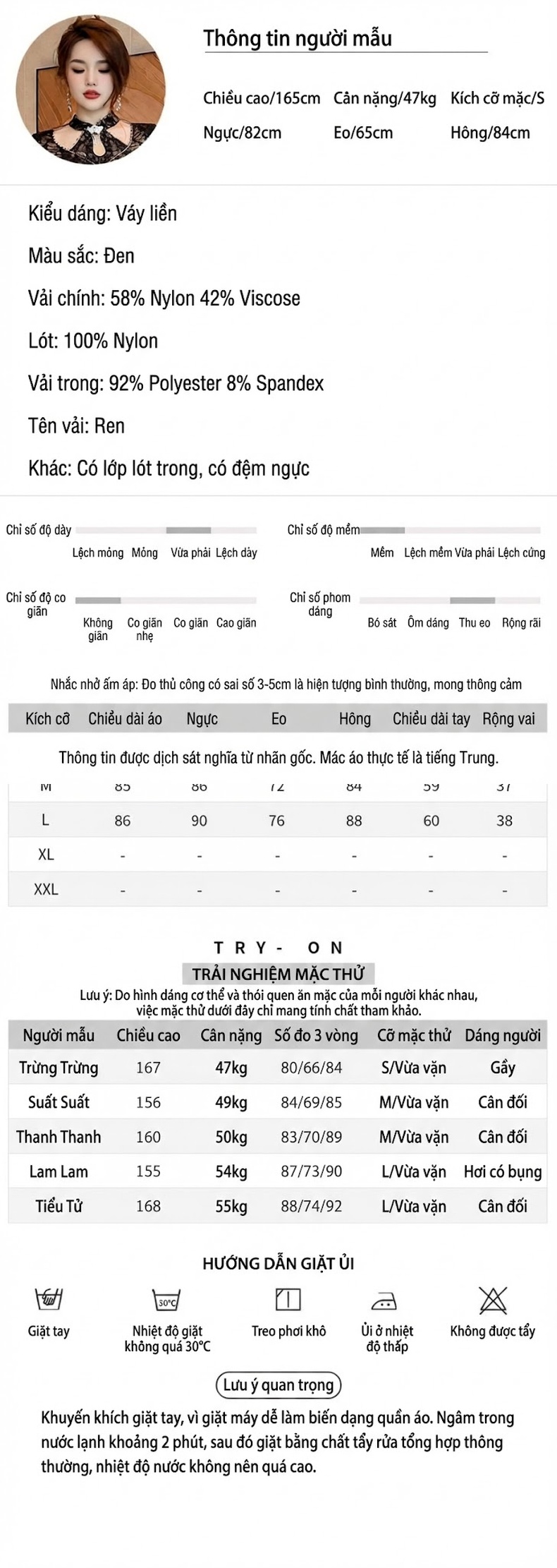 Váy Ôm Body Nữ Tay Loa Cổ Yếm Thiết Kế Lưới Ren Quyến Rũ Màu Đen chi tiết 2
