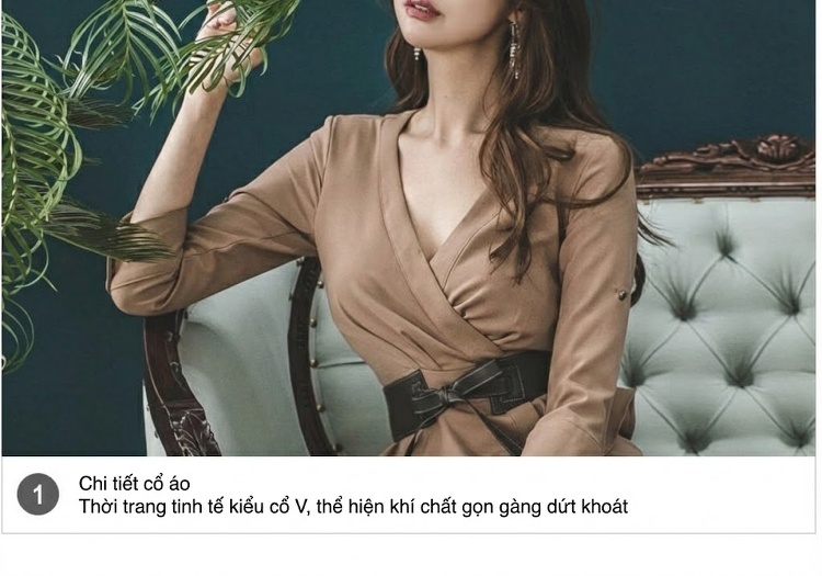 Váy Ôm Body Nữ V Cổ Tay Lỡ Dáng Peplum Màu Nâu chi tiết 19