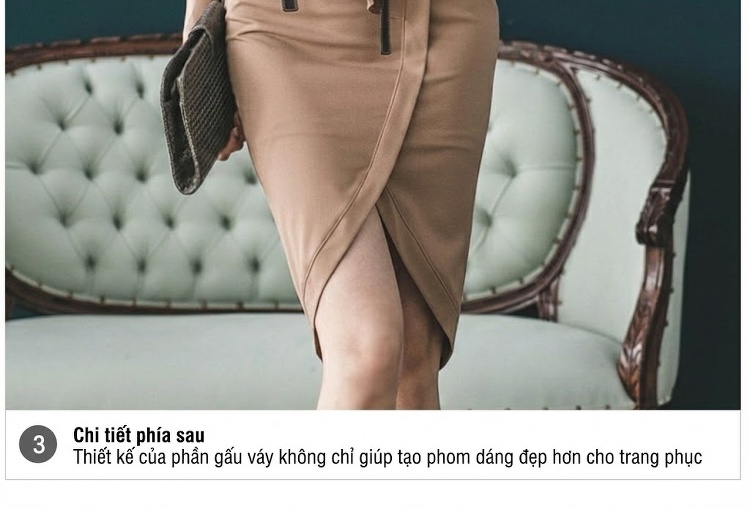 Váy Ôm Body Nữ V Cổ Tay Lỡ Dáng Peplum Màu Nâu chi tiết 21