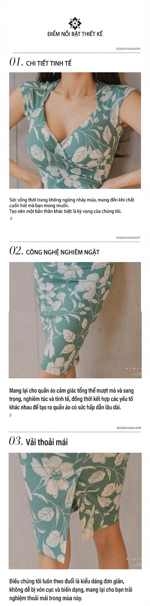 Váy Ôm In Hoa Nữ Cổ chữ V Tay Không Tay Dáng Dài Xẻ Tà Màu Xanh Lá chi tiết 15