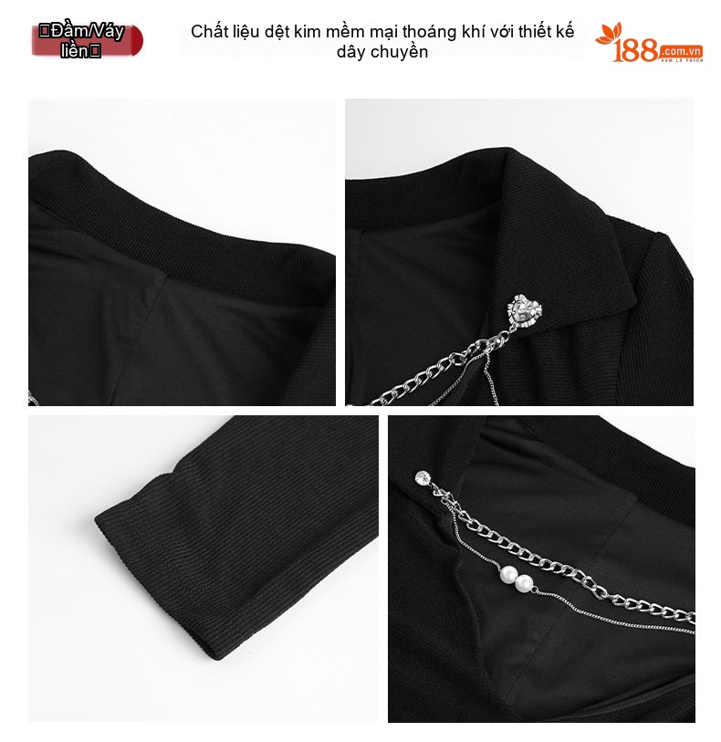Váy Polo Nữ Dáng Dài Qua Gối Phong Cách Ulzzang Thanh Lịch Màu Đen chi tiết 3