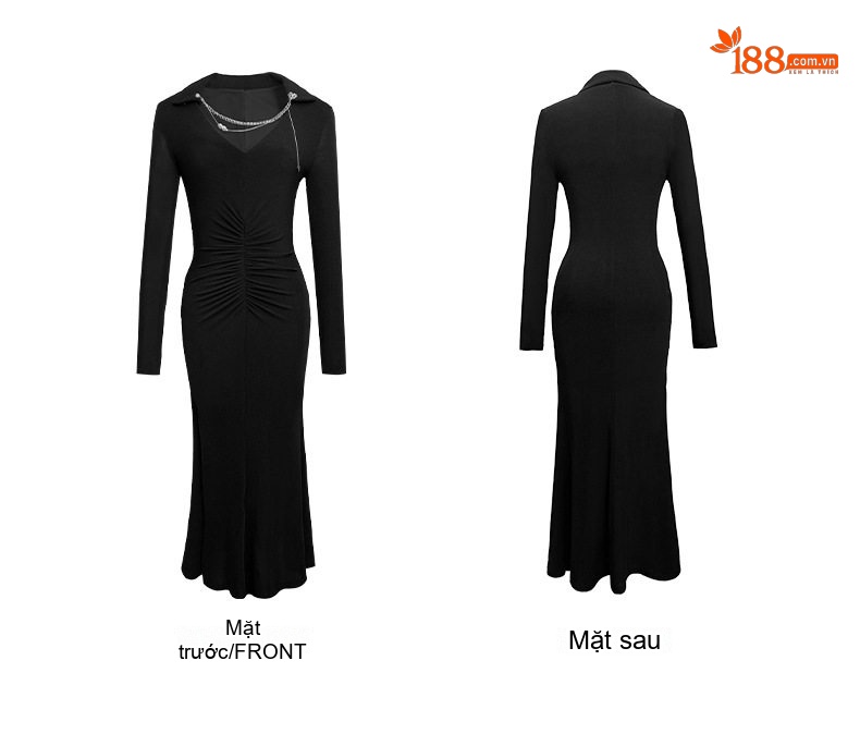 Váy Polo Nữ Dáng Dài Qua Gối Phong Cách Ulzzang Thanh Lịch Màu Đen chi tiết 4