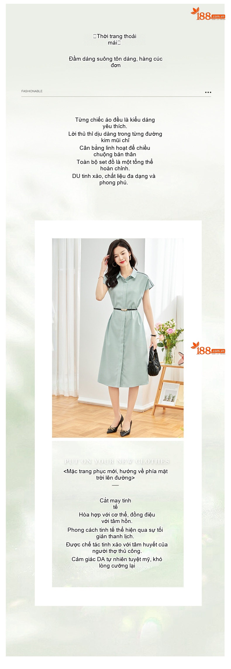 Váy Polo Nữ Tay Lỡ Cổ Đức Phối Màu Đai Eo Thanh Lịch Màu Xanh, Hồng chi tiết 1