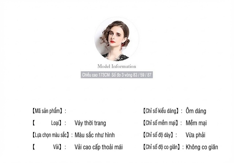 Váy Ren Ngắn Tay Lỡ Cổ chữ V Thắt Eo Xòe Bồng Phong Cách Công Chúa Màu Đen chi tiết 13