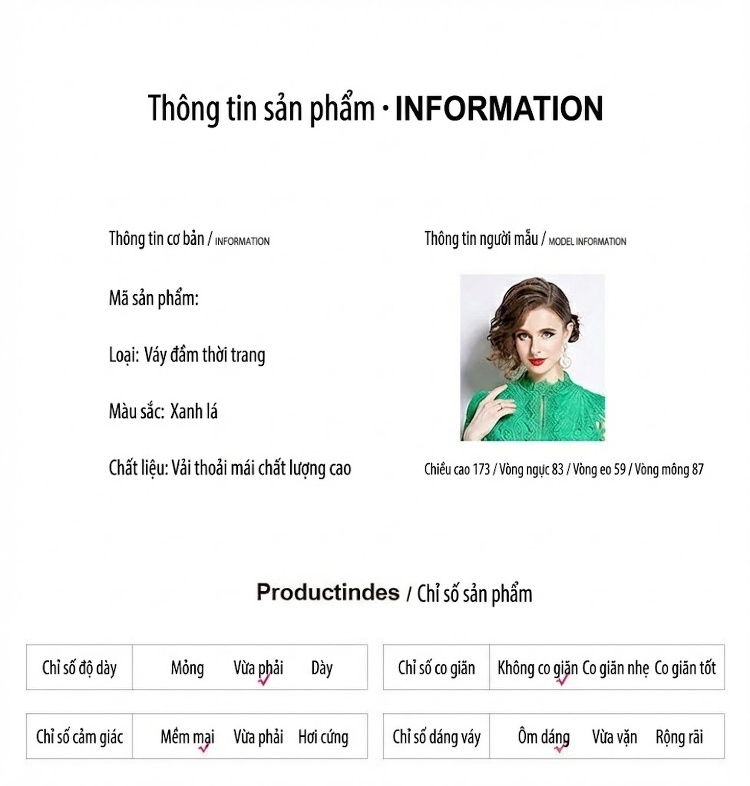Váy Ren Nữ Mùa Hè Thêu Hoa Thiết Kế Sang Trọng Màu Xanh Lá chi tiết 10