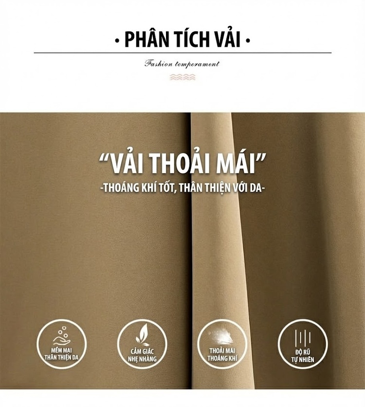 Váy Sơ Mi dáng chữ A Nữ Dài Tay Thu Đông, Thiết Kế Thanh Lịch, Tôn Dáng Màu Đen, Nâu, Xanh Rêu chi tiết 8