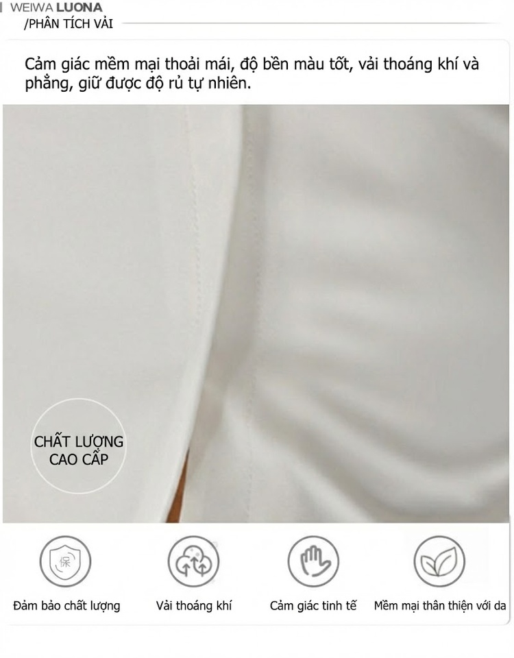 Váy Sơ Mi Nữ Tay Dài Cổ Bẻ Thanh Lịch Dáng Ôm Màu Trắng chi tiết 5