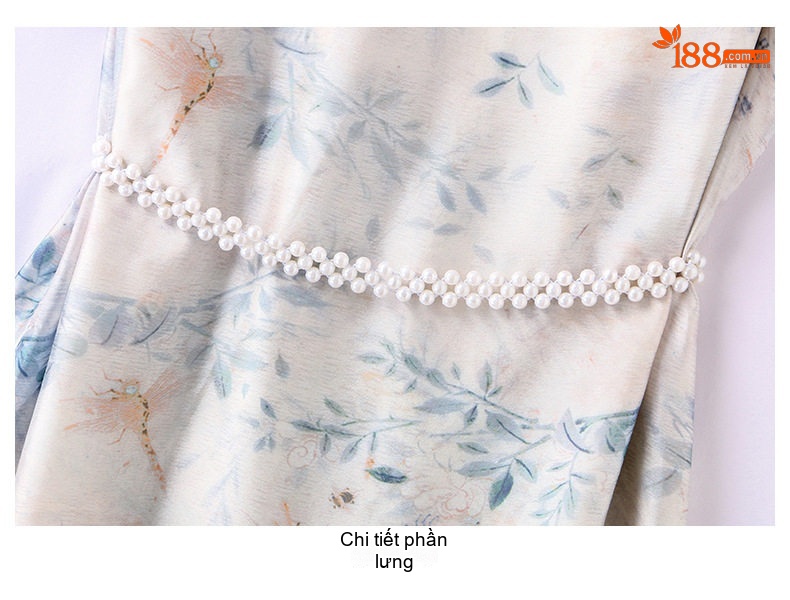 Váy Sườn Xám Nữ Trung Niên Phong Cách Tân Quốc Dân Tay Ngắn Họa Tiết Thanh Lịch chi tiết 31