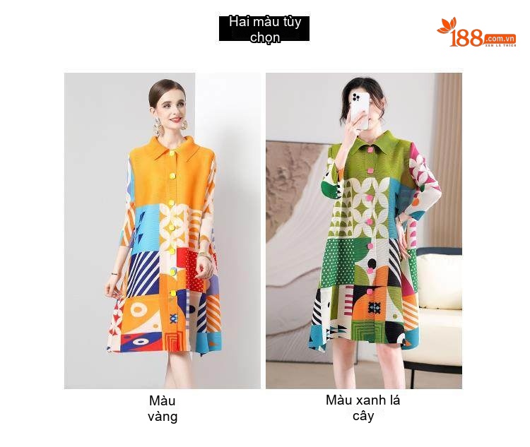 Váy Suông Dập Ly Nữ Co Giãn Thiết Kế In Họa Tiết Nhiều Màu chi tiết 2