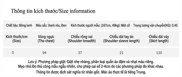 Váy Suông Nữ Cotton Lanh Dáng Rộng Màu Đen, Nâu, Xanh Rêu chi tiết 1