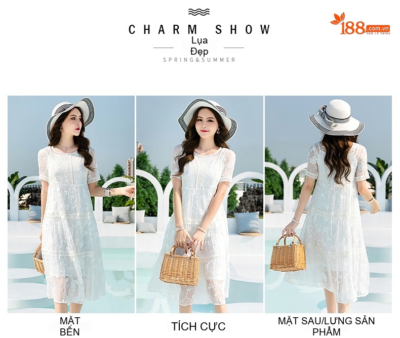 Váy Suông Thêu Hoa Nữ Lụa Tằm Màu Trắng, Đỏ, Đen, Xanh... chi tiết 25