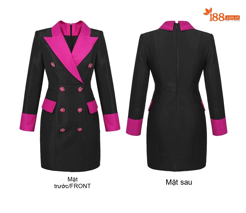 Váy Vest Nữ Dáng Ôm Chiết Eo Màu Đen, Hồng chi tiết 4