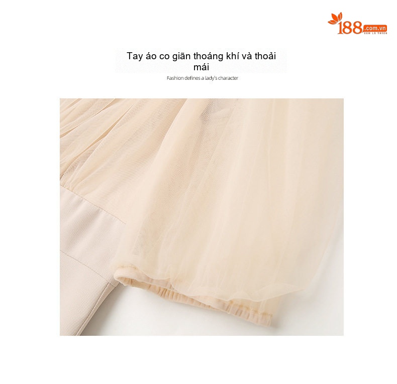 Váy Voan Chiffon Nữ Tay Lỡ Dáng Ôm Thanh Lịch Màu Be chi tiết 5