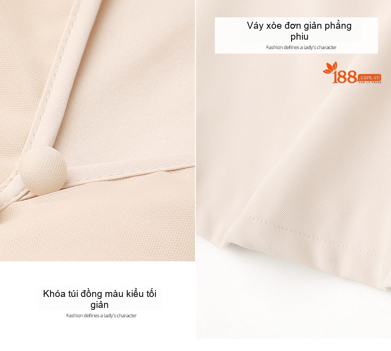Váy Voan Chiffon Nữ Tay Lỡ Dáng Ôm Thanh Lịch Màu Be chi tiết 6