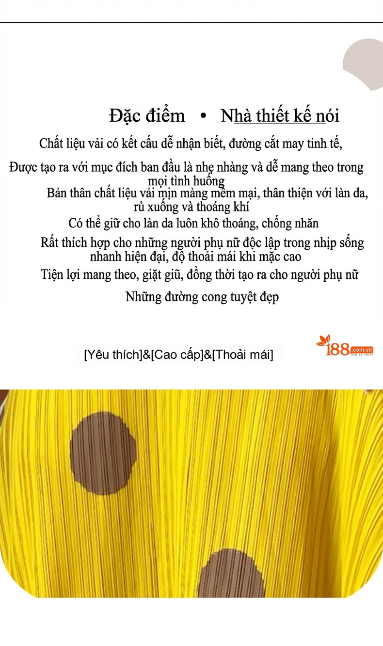 Váy Xòe Nữ Dáng Dài Họa Tiết Chấm Bi Thể Hiện Đường Cong Cơ Thể Màu Vàng, Tím, Đen, Kem... chi tiết 2
