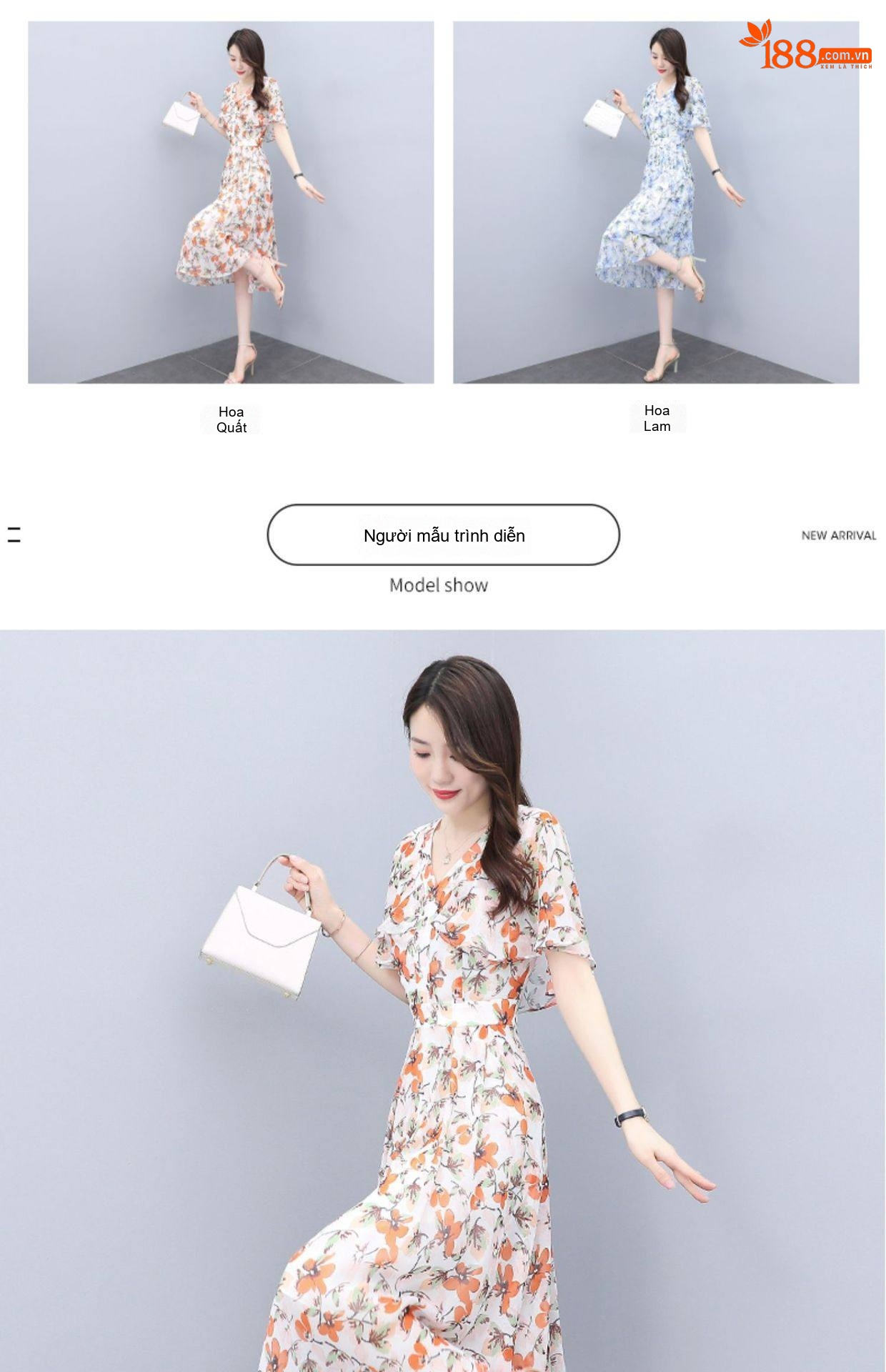 Váy Xòe Nữ Họa Tiết Hoa Nhí Tay Ngắn Chất Liệu Voan Phong Cách Pháp Thướt Tha chi tiết 8