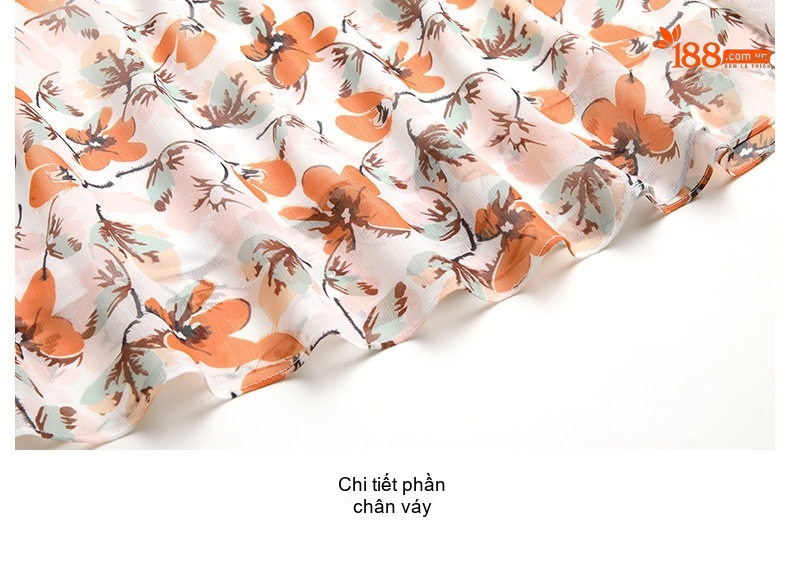 Váy Xòe Nữ Họa Tiết Hoa Nhí Tay Ngắn Chất Liệu Voan Phong Cách Pháp Thướt Tha chi tiết 28