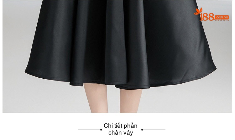 Váy Yếm dáng chữ A Thắt Eo Phong Cách Pháp Sang Trọng Màu Đen chi tiết 13