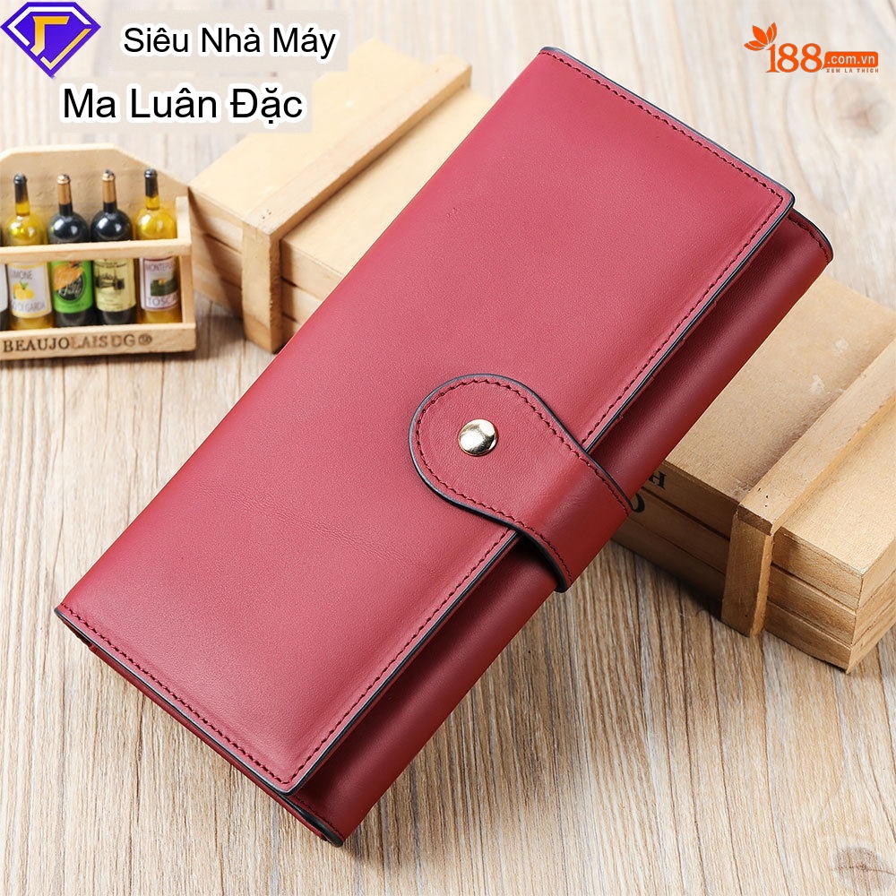 Ví Cầm Tay Dài Da Thật Khắc Chữ Cổ Điển Phong Cách Âu Mỹ chi tiết 11