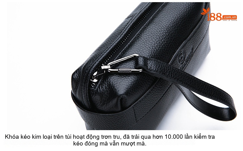 Ví Cầm Tay Nam Da Bò Công Sở, Đựng Tiền, Điện Thoại, Dung Tích Lớn Màu Đen chi tiết 22