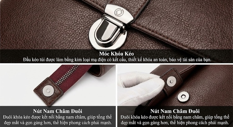 Ví Cầm Tay Nam Da Bò Dung Tích Lớn Phong Cách Doanh Nhân Màu Đen chi tiết 25