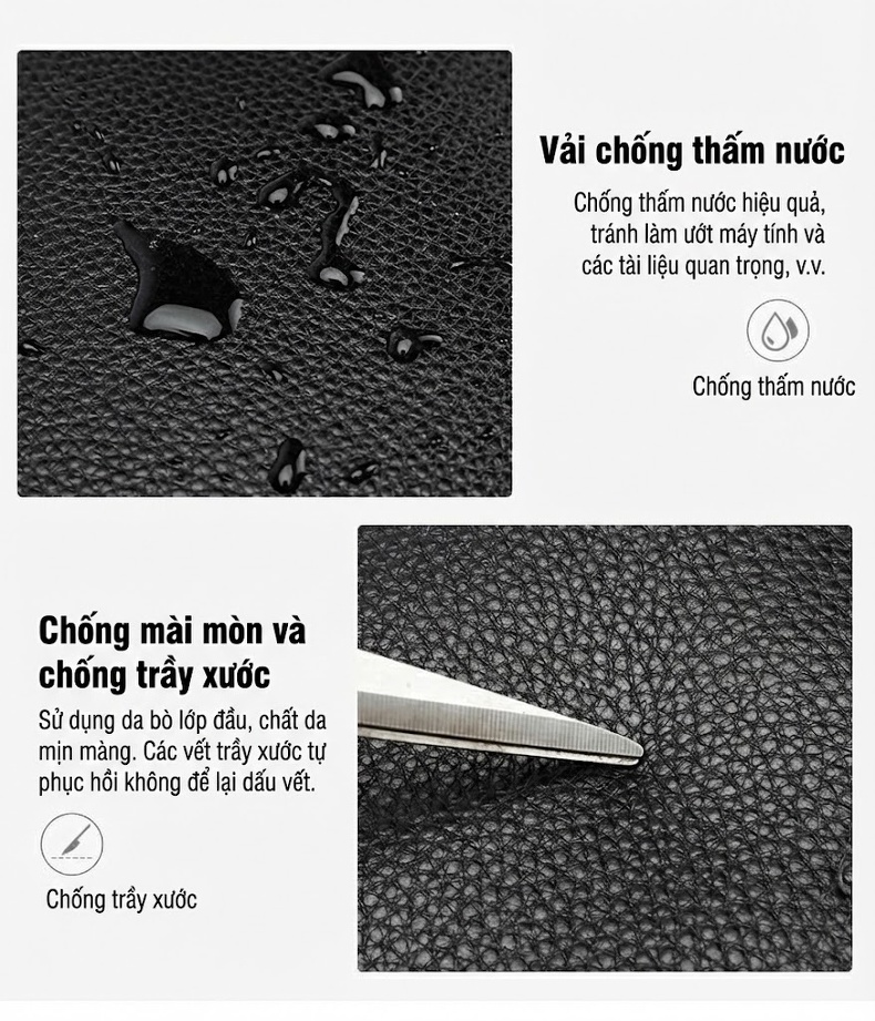 Ví Cầm Tay Nam Da Bò Lớn Dáng Vuông Khóa Kéo Màu Đen, Nâu chi tiết 4
