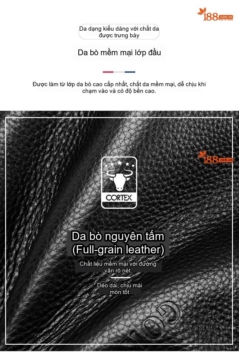 Ví Cầm Tay Nam Da Bò Lớn Dáng Vuông Khóa Kéo Màu Đen, Nâu chi tiết 3