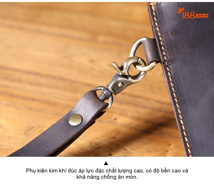 Ví Cầm Tay Nam Da Bò Mad Cow Retro Dung Tích Lớn Đựng Điện Thoại Màu Nâu Đen chi tiết 13